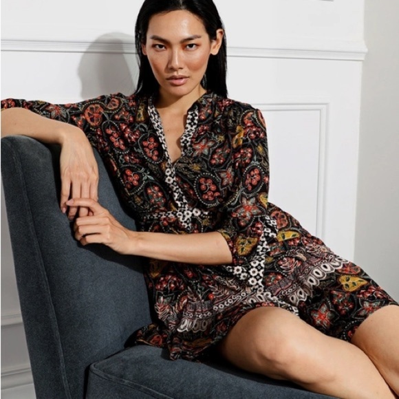 Saloni -Paisley Multicolor Print Tyra Dress In Batik Border - Picture 1 of 14
